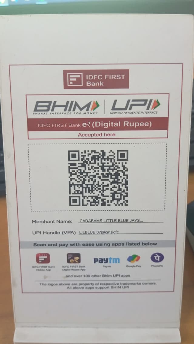 CADABAMS LITTLE BLUE JAYS LLP UPI payment QR code